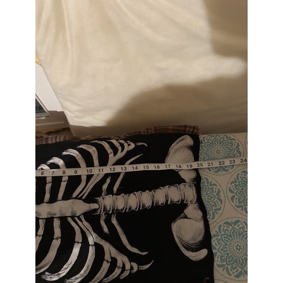 Rework Upcycle Grunge Oversize Crop Halloween Skeleton Fall Flannel Top XS/S - Picture 4 of 4